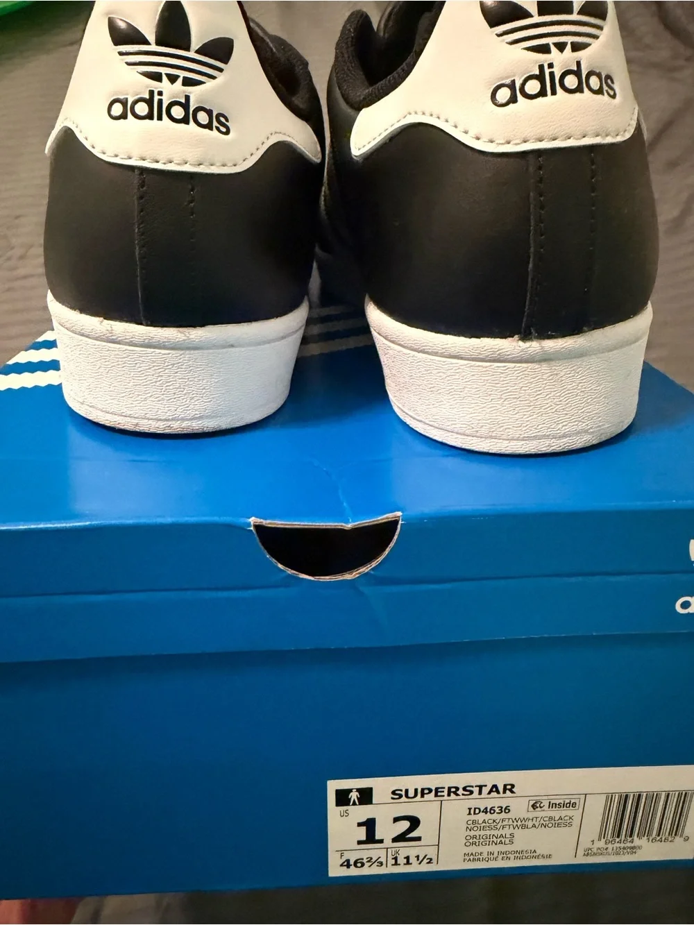 Adidas Black & White Superstar Men’s Sneakers-Size 12 - Picture 4 of 7